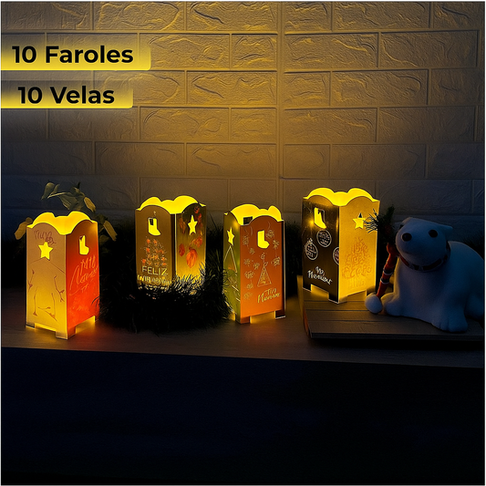 Faroles Navidad X10 Velas Farol NVX10